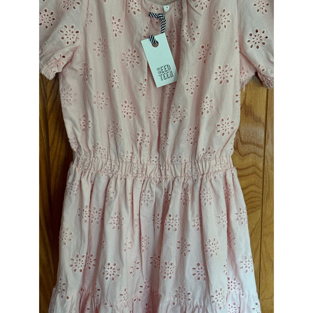 Seed Teen Pink Eyelet Broiderie Anglaise Mini Dress NWT, 16 - Picture 2 of 10
